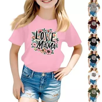 Детская модная повседневная футболка с круглым вырезом и короткими рукавами 150