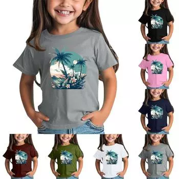 Детская модная повседневная футболка с круглым вырезом и короткими рукавами 160 винный