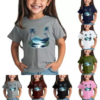 Детская модная повседневная футболка с круглым вырезом и короткими рукавами 100 армия зеленый