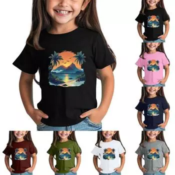 Детская модная повседневная футболка с круглым вырезом и короткими рукавами 100 армия зеленый