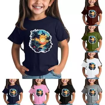 Детская модная повседневная футболка с круглым вырезом и короткими рукавами 100 армия зеленый