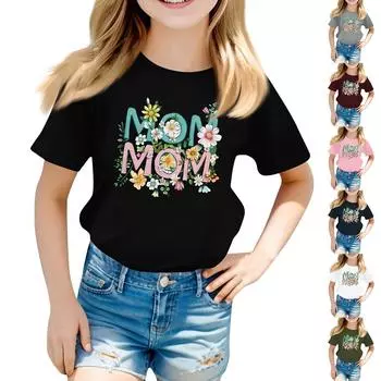 Детская модная повседневная футболка с круглым вырезом и короткими рукавами 110 винный