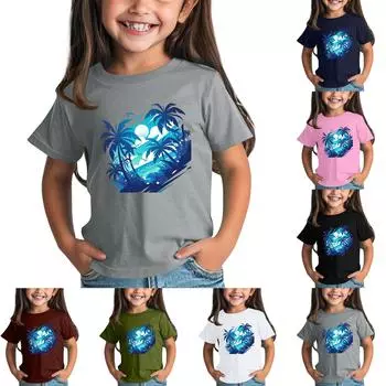 Детская модная повседневная футболка с круглым вырезом и короткими рукавами 100 армия зеленый