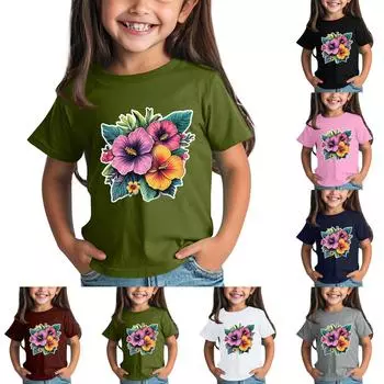 Детская модная повседневная футболка с круглым вырезом и короткими рукавами 100 армия зеленый