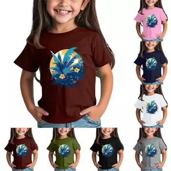 Детская модная повседневная футболка с круглым вырезом и короткими рукавами 100 армия зеленый