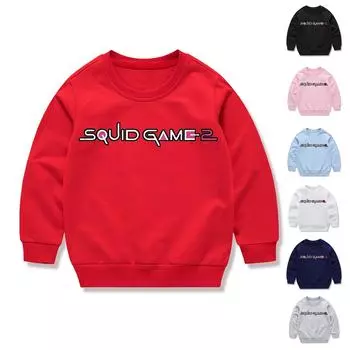 Детская модная повседневная свободная толстовка с круглым вырезом и длинными рукавами с принтом 100 чёрный