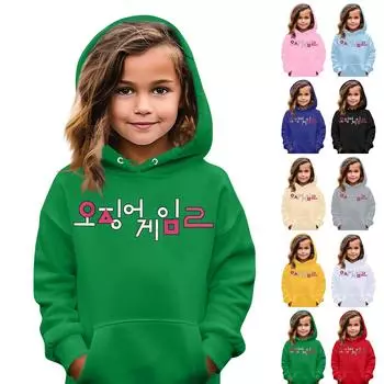 Детская модная повседневная свободная толстовка с круглым вырезом и длинными рукавами с принтом 110 чёрный