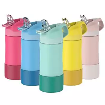 Детская модная соломенная чашка из нержавеющей стали 304, удобная студенческая вакуумная чашка для занятий спортом на открытом воздухе 400ml красный