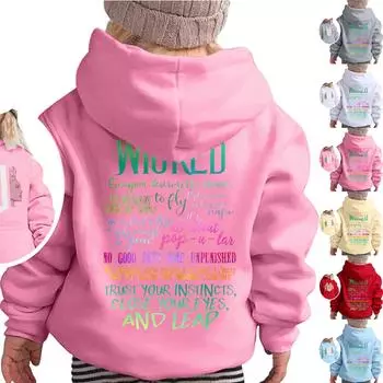 Детская модная свободная повседневная толстовка с длинными рукавами и капюшоном с принтом 120 винный