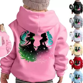 Детская модная свободная повседневная толстовка с длинными рукавами и капюшоном с принтом 110 винный