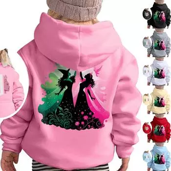 Детская модная свободная повседневная толстовка с длинными рукавами и капюшоном с принтом 150 розовый