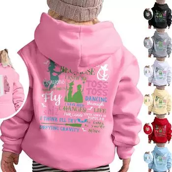 Детская модная свободная повседневная толстовка с длинными рукавами и капюшоном с принтом 110