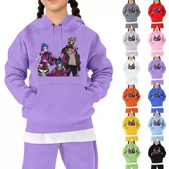 Детская модная свободная повседневная толстовка с капюшоном и длинным рукавом с принтом 150 синий