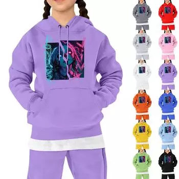 Детская модная свободная повседневная толстовка с капюшоном и длинным рукавом с принтом 160 жёлтый