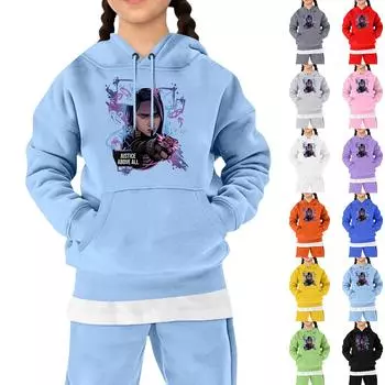 Детская модная свободная повседневная толстовка с капюшоном и длинным рукавом с принтом 120 зелёный