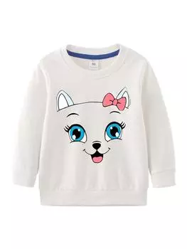 Детская модная толстовка с принтом для мальчиков и девочек, хлопковый топ с круглым вырезом, весенне-осенняя рубашка с длинными рукавами, детский повседневный пуловер, толстовка 90cm жёлтый