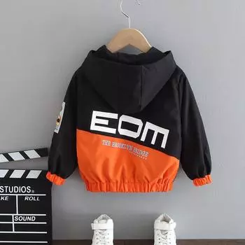 Детская модная верхняя одежда, куртка с капюшоном, весенне-осенняя ветровка с длинными рукавами, крутое пальто, красивая рубашка на молнии для мальчиков, куртки 140 оранжевый