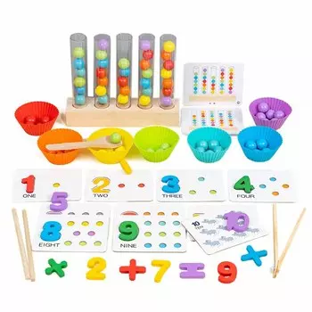 Детская Монтессори-тренировка мелкой моторики Тест-пробирка с зажимами Бусины Сортировка Игра на сопоставление Счет Математическое обучение Дети Развивающие игрушки