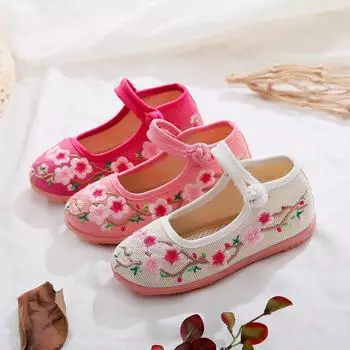 Детская мягкая вышитая обувь: Этнический стиль ханьфу для танцевального представления для малышей 26 красный