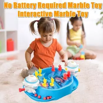 Детская мраморная пусковая игрушка с 20 шариками, 8 мишенями, мультяшный кролик, космическая тема, игрушка для запуска шаров, боевая настольная игра для 2 игроков, подарок для мальчиков и девочек розовый