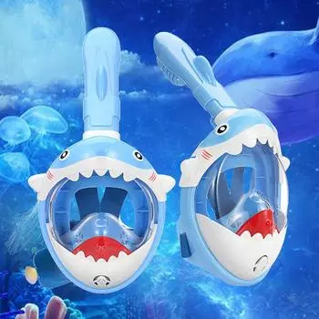 Детская мультяшная анфасовая маска для подводного плавания. Детское силиконовое зеркало для дайвинга. Противотуманное съемное сухое подводное плавание. Полнолицевая маска. Набор масок для подводного плавания.