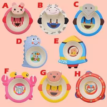 Детская мультяшная миска из волокна, защита окружающей среды, детские столовые приборы