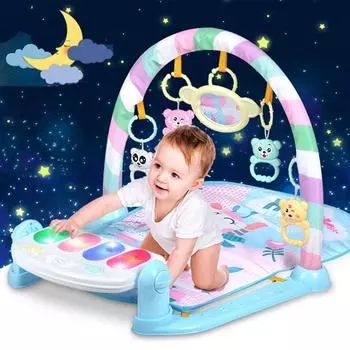 Детская музыкальная игрушка-педаль для фитнеса 0-6-12 месяцев, детское фитнес-устройство sky blue