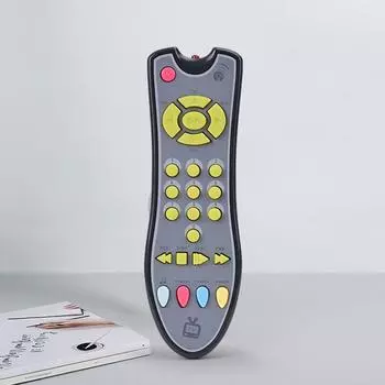 Детская музыкальная игрушка с пультом дистанционного управления для телевизора со светом и звуком, игрушка для раннего образования, 3 языковых режима(английский/французский/испанский)для малышей, мальчиков, девочек серый