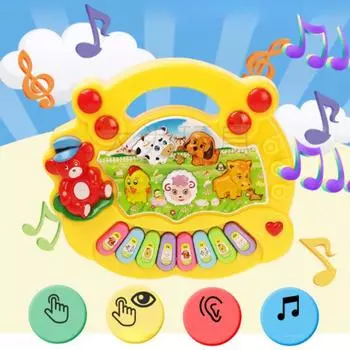 Детская музыкальная игрушка со звуками животных, детская пианино, клавиатура, электрический мигающий музыкальный инструмент, ранние развивающие игрушки для детей красный