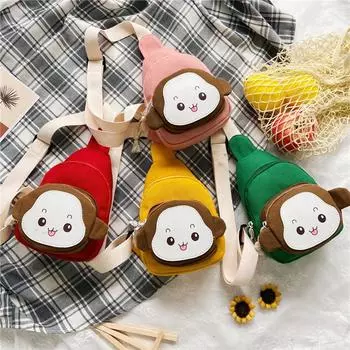 Детская нагрудная сумка, холщовая поясная сумка, мужская и женская сумка через плечо, уличный рюкзак для девочек с героями мультфильмов жёлтый