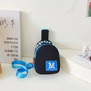 Детская нагрудная сумка с буквой M, корейский стиль, уличная дорожная наплечная сумка, детская сумка-кроссбоди, уличная чёрный