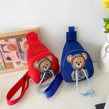 Детская нагрудная сумка с изображением медведя-свитера, милая и красивая детская сумка-мессенджер, креативная детская сумка с изображением мультфильмов для мальчиков и девочек. жёлтый