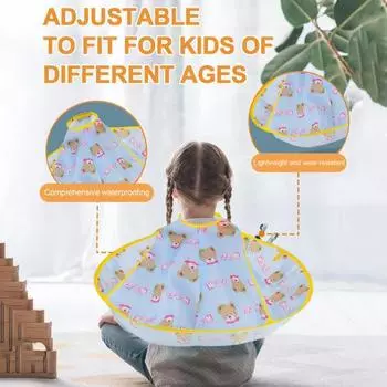 Детская накидка для стрижки, зонтик с мультяшным медведем и собакой, накидка с принтом для стрижки волос, водонепроницаемая складная детская накидка для волос, парикмахерский плащ, фартук, парикмахерские инструменты синий