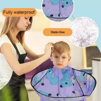 Детская накидка для стрижки, зонтик с мультяшным медведем и собакой, накидка с принтом для стрижки волос, водонепроницаемая складная детская накидка для волос, парикмахерский плащ, фартук, парикмахерские инструменты жёлтый