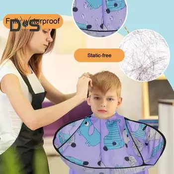 Детская накидка для стрижки, зонтик с мультяшным медведем и собакой, накидка с принтом для стрижки волос, водонепроницаемая складная детская накидка для волос, парикмахерский плащ, фартук, парикмахерские инструменты синий
