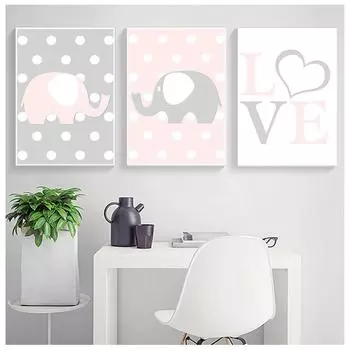 Детская настенная живопись маслом Эстамп Слон Любовь Плакат Минималистский 21cm30cm NoFrame