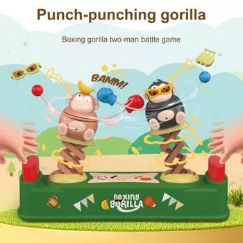 Детская настольная игра «Бокс горилла» для 2 игроков, игрушка «Битва орангутанов», для малышей, мальчиков и девочек, обучающая интерактивная игрушка «Битва обезьян» зелёный