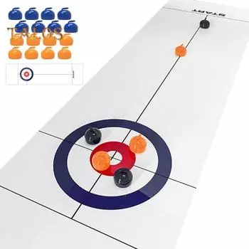 Детская настольная игра «Керлинг» со складным ковриком, 8/16 шайб, обучающая игра для малышей с плавающими камнями, 2 игрока, семейная интерактивная игрушка для хоккея A