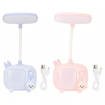 Детская настольная лампа для чтения в стиле телевизора с гибкой стойкой и USB-зарядкой, мягкая светодиодная детская настольная лампа для студентов Blue