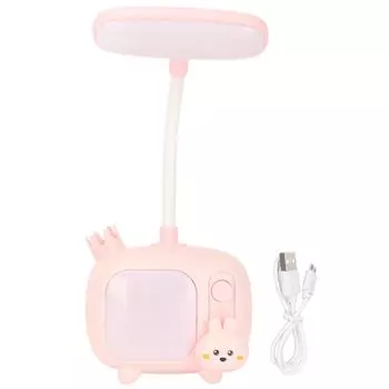 Детская настольная лампа для чтения в стиле телевизора с гибкой стойкой и USB-зарядкой, мягкая светодиодная детская настольная лампа для студентов розовый