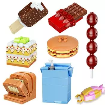 Детская наука и образование Образовательный строительный блок Игрушка Моделирование Десерт Еда Мелкие частицы Строительный блок Хлеб Конфеты Леденец Картофель фри