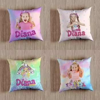 Детская наволочка с застежкой-молнией «Диана и Рома», 45 см, декоративные подушки для дивана, квадратная наволочка 1