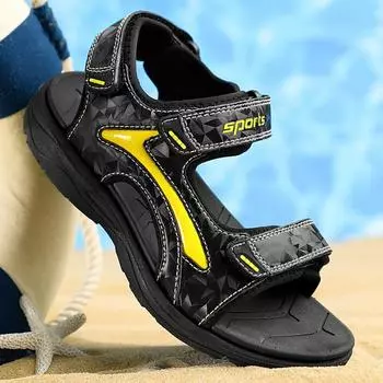 Детская негабаритная противоскользящая износостойкая модная уличная пляжная обувь, повседневные сандалии и тапочки 28 зелёный