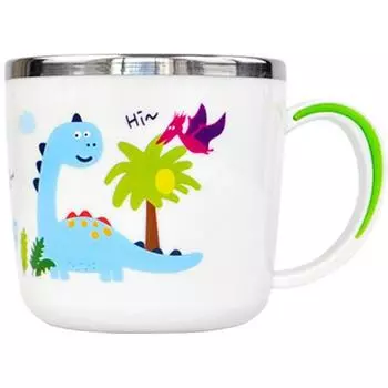 Детская нескользящая чашка Cool Dino из нержавеющей стали, разные цвета, 1 шт.