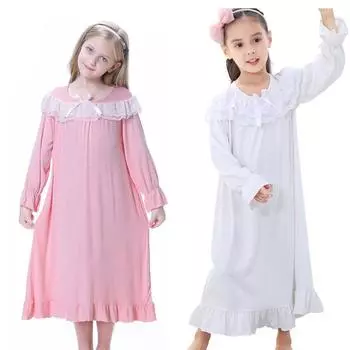 Детская ночная рубашка для девочек, ночная рубашка принцессы, длинное платье, детская одежда для дома 100