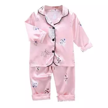 Детская ночная рубашка, одежда для сна, детские пижамы для мальчиков и девочек, летние пижамы с длинными рукавами и принтом медведя, топ + штаны, пижамный комплект M