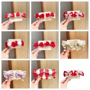 Детская новогодняя шпилька в китайском стиле, аксессуары для волос, красный бант, заколка для волос, макияж