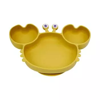 Детская обеденная тарелка, силиконовая посуда с мультяшным крабом, интегрированная разделенная пищевая дополнительная посуда, силиконовая детская обеденная тарелка One Size