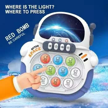 Детская обучающая игра-пузырь с подсветкой, мультяшный астронавт, пингвин, игровая консоль с быстрым нажатием на пузырь, сенсорная игрушка-фиджет Penguin синий