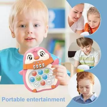 Детская обучающая игра-пузырь с подсветкой, мультяшный астронавт, пингвин, игровая консоль с быстрым нажатием на пузырь, сенсорная игрушка-фиджет Astronaut синий